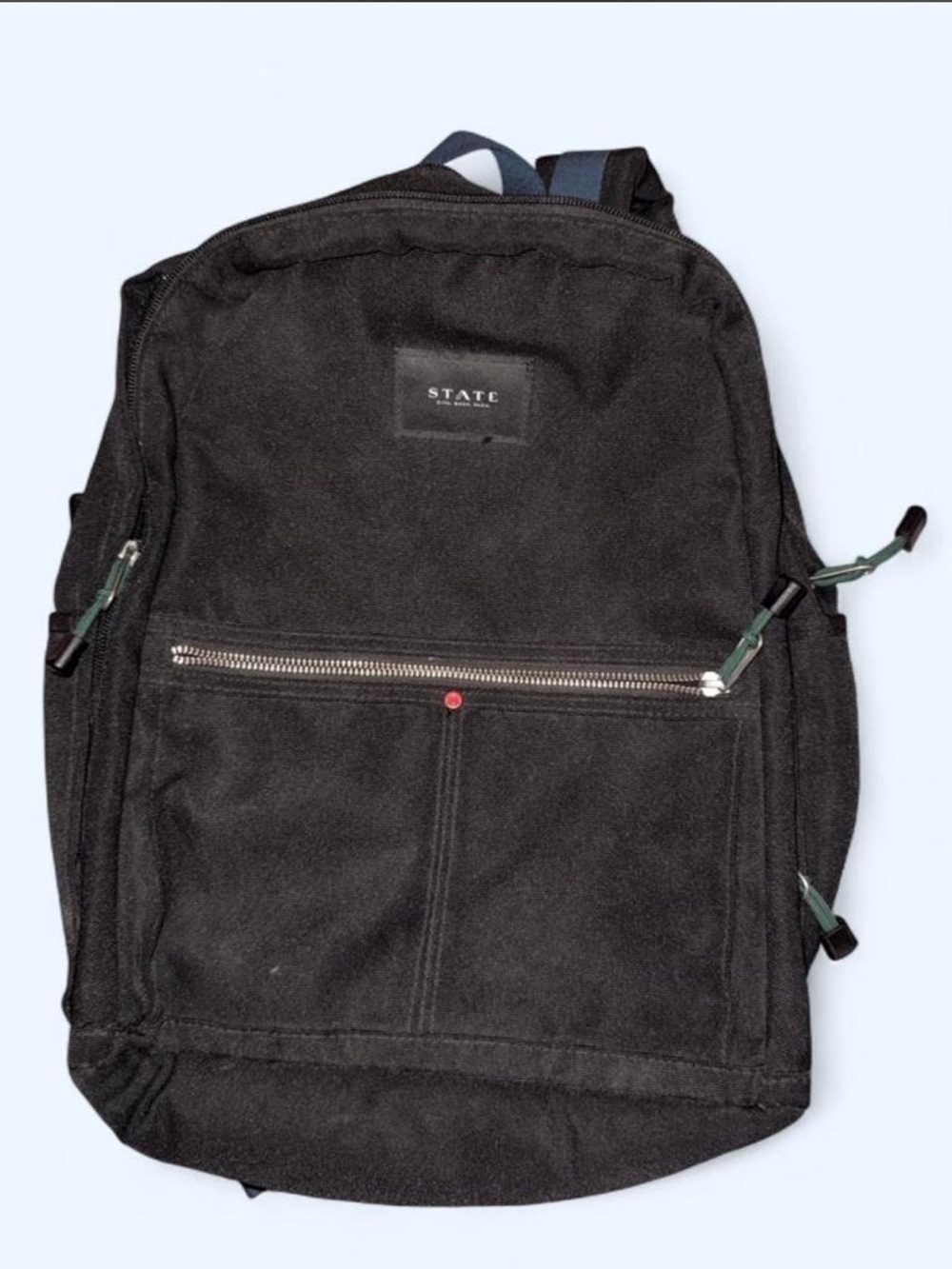 STATE Black Canvas Backpack with Silver Zipper Accent
